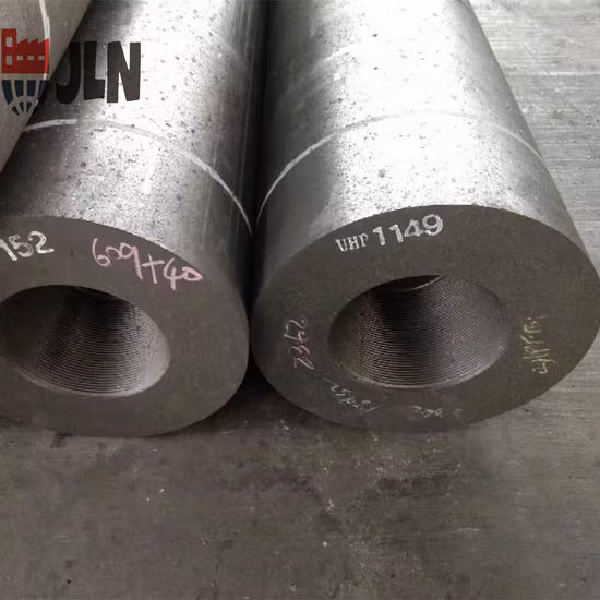 Electrodo de grafito UHP400 UHP450 UHP500 UHP550 UHP600 con boquilla Electrodo de grafito UHP para horno de arco Eaf